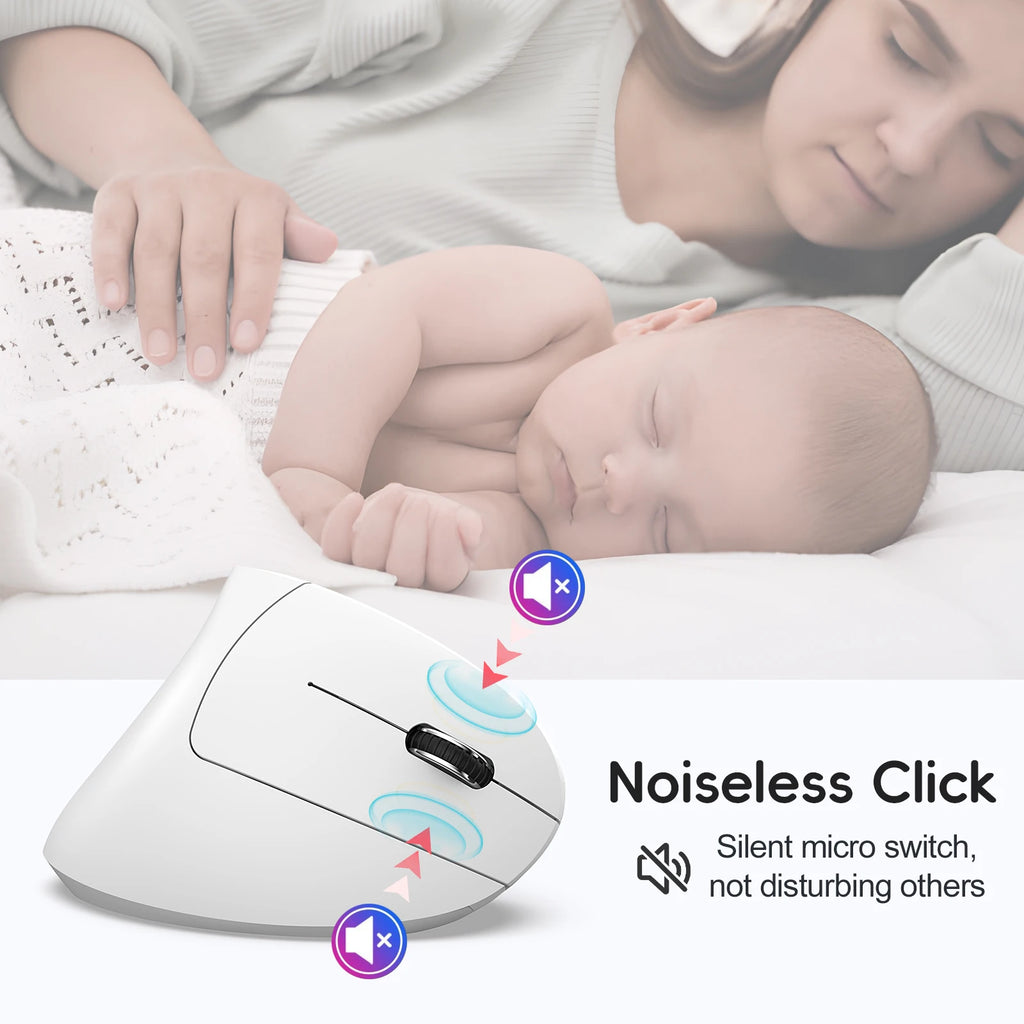 2025 New arrival HXSJ dual mode vertical mouse ergonomic ABS 600mAh rechargeable 2400DPI  Type-c interface wireless mouse for pc